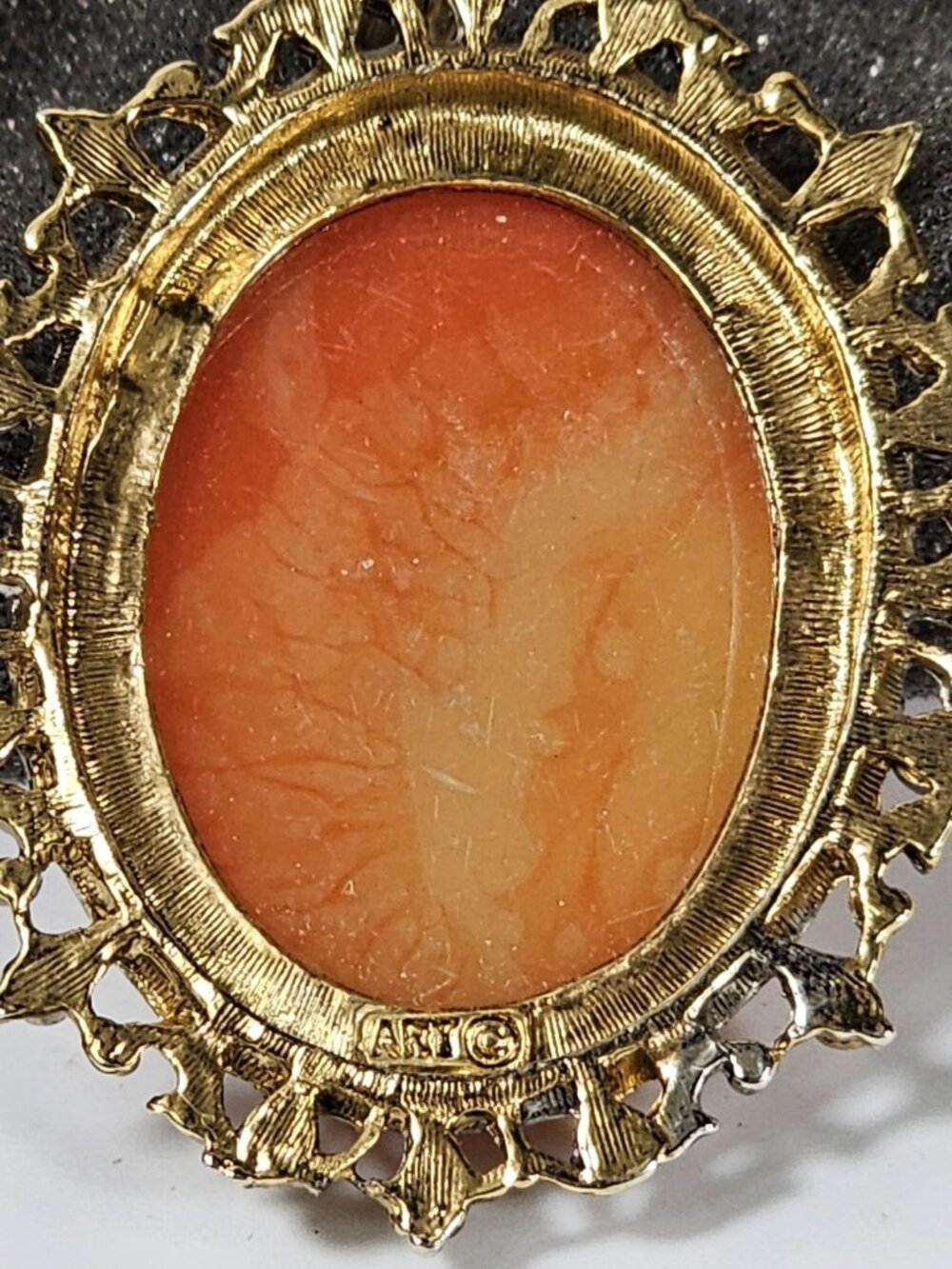 1960s Signed ART Arthur Pepper Cameo Pendant Gold/sliver Acents Lady Portrait - Picture 5 of 6